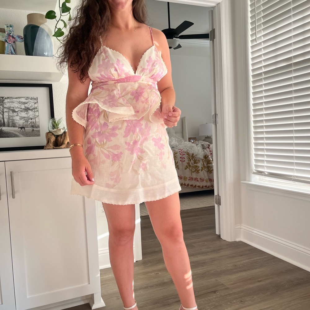Zimmermann Pink and White Plunge Sundress - Picture 10 of 10